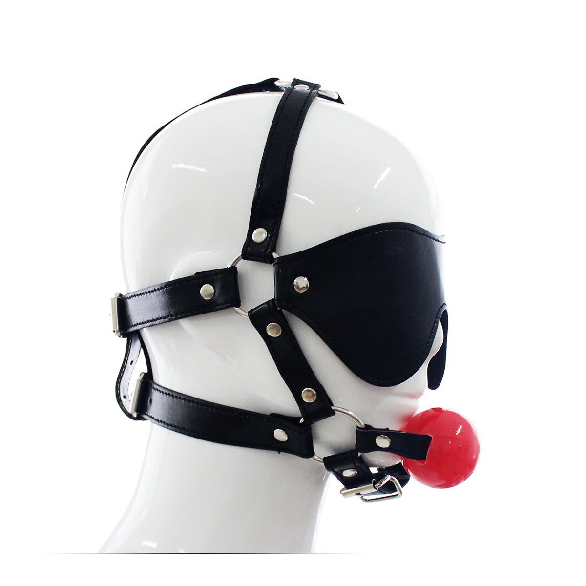 Slave Leather Bondage Mask Hood BDSM Head Harness With Free Gag