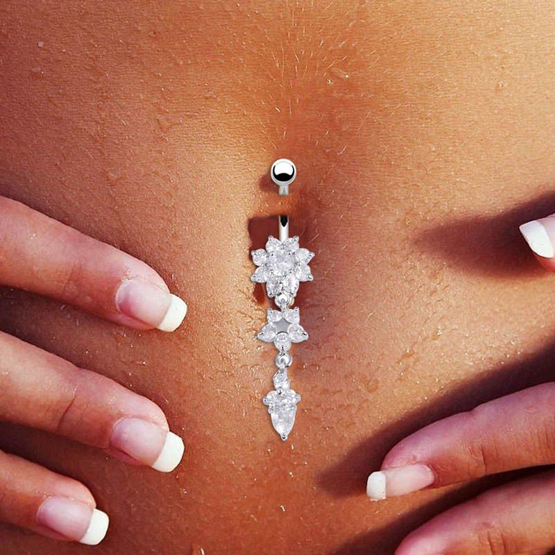 Rhinestone Steel Belly Button Ring Crystal Piercing Navel Style Body Jewellery