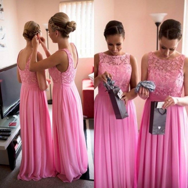 Acquistare Abiti Da Damigella Donore In Pizzo Lungo Fucsia 2018 Pieghe In  Chiffon Abiti Senza Maniche Abito Da Sposa Abiti Senza Schienale A Linea  Damigelle Economico | Consegna Veloce E Qualità | It.Dhgate