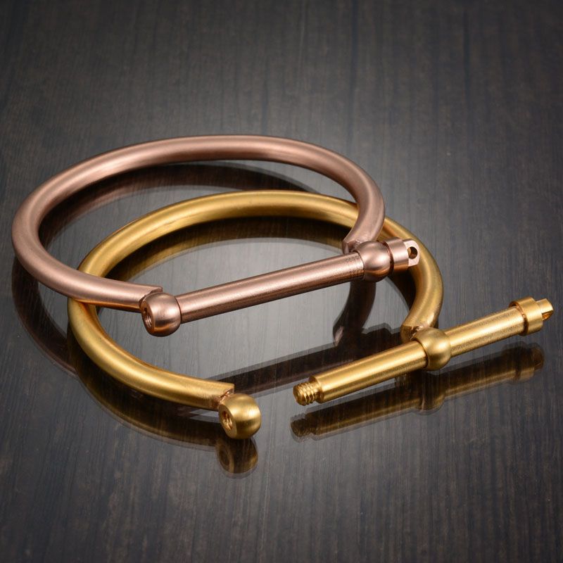 Never Fade Fashion Shackle Screw Bracelet Cuff 18K Rose Gold Bangle Stainless Steel Bangles