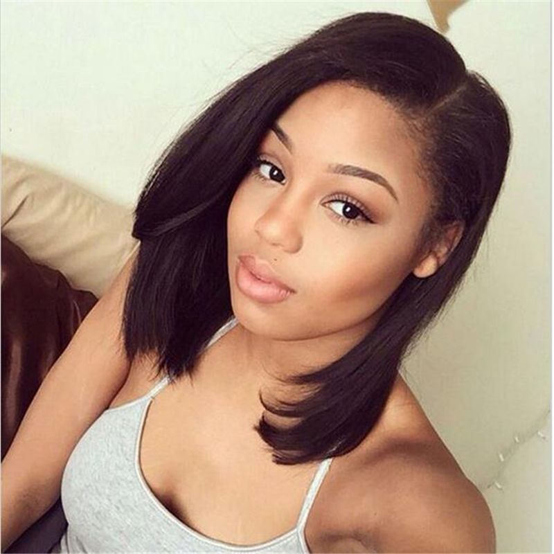 Side Part Malaysian 9a Bob Style Hair Wigs For Black Women