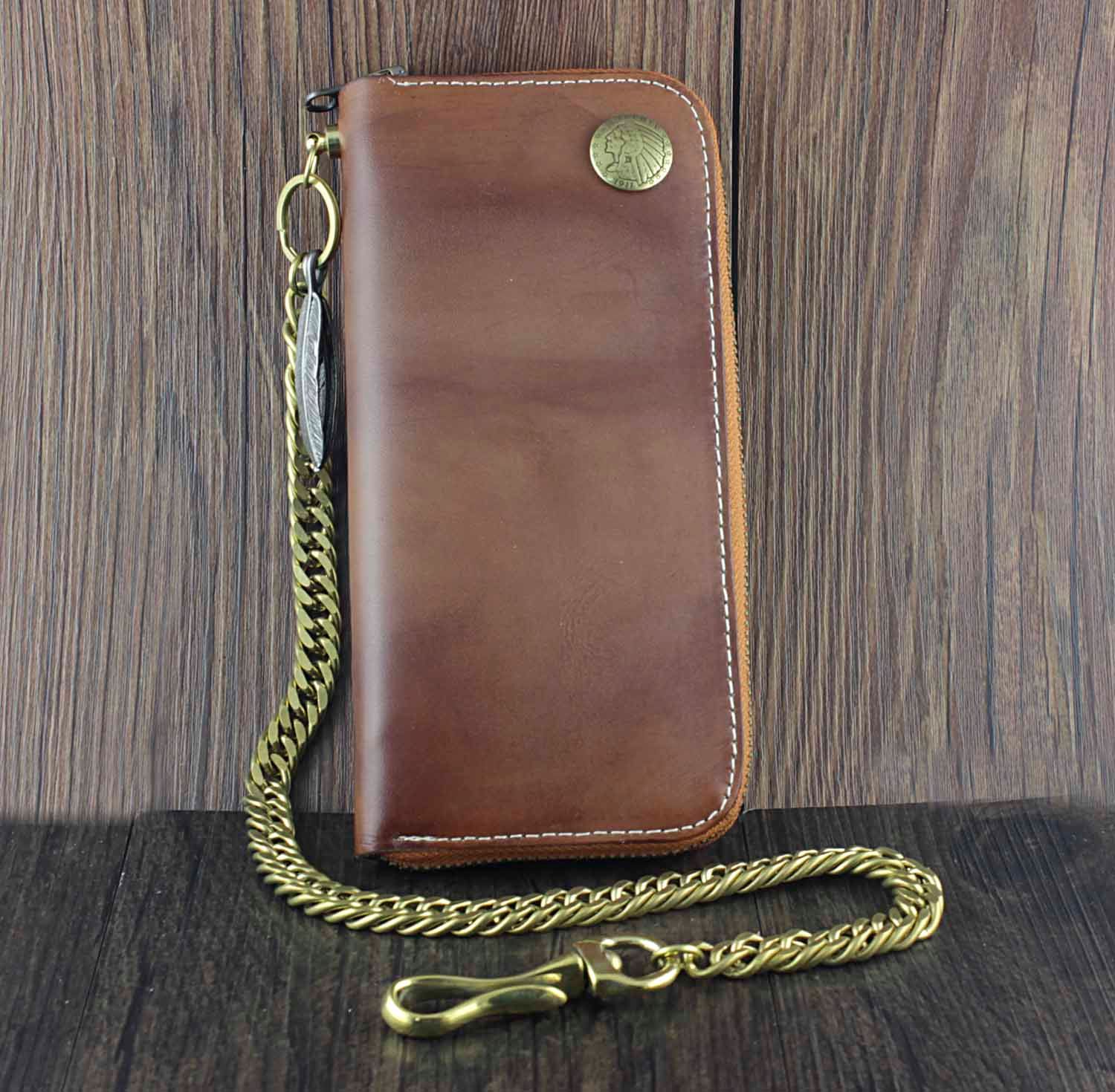 Cartera Larga De Cuero Genuino Para Hombre Cartera Con Cade Cartera Larga De Cuero Genuino Para Hombre Cartera Con Cade