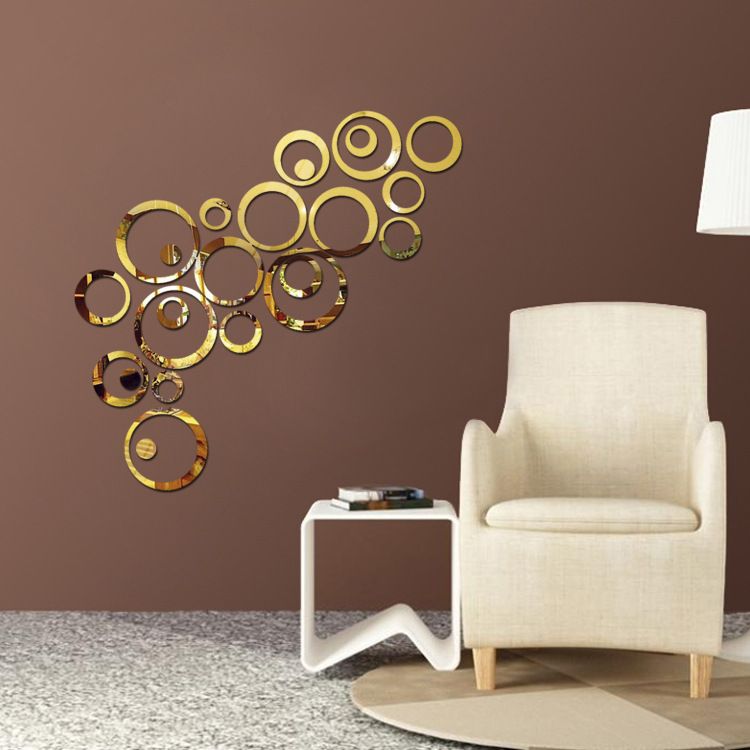 Silver Gold Cricle Wall Sticker Happy Mirror Ring Real Modern Acrylic  Mirror 3D Wall Stickers Promotion Home Decoration Background Decor 20 From  Tomyang2009, $3.02 | DHgate.Com