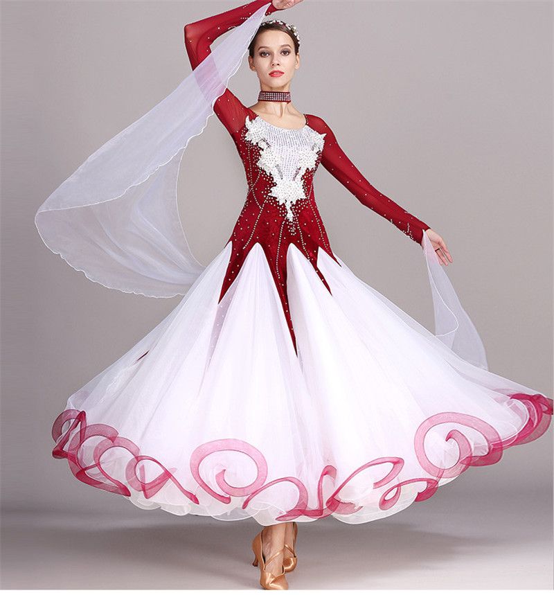 New Ballroom Dance Dress Modern Waltz Standard Competition Rhinestone Dress N01