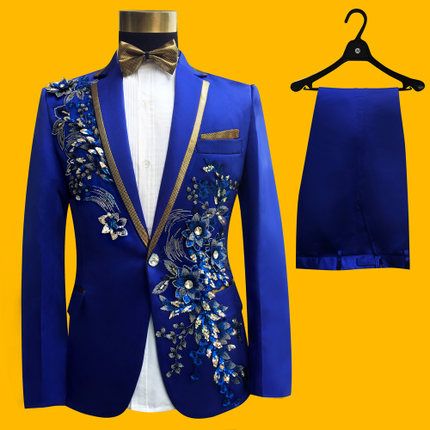 blue sequin tuxedo jacket