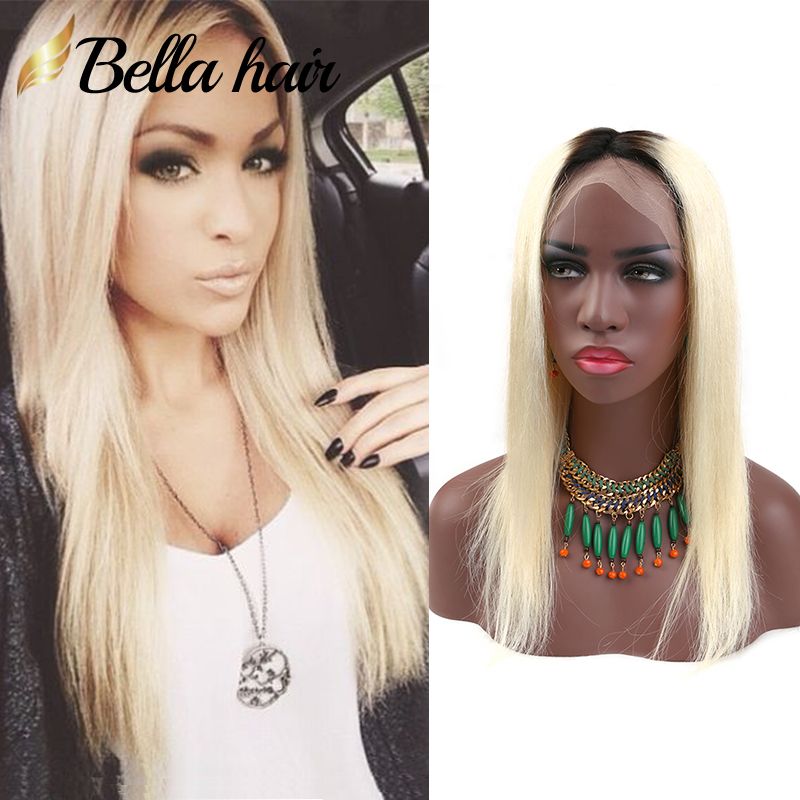613 With Dark Root Blonde Full Lace Wigs Ombre Human Hair Wig