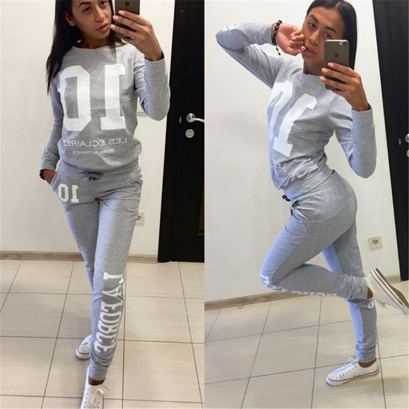 Acquista Tute Da Donna Sexy Letter Print Tute Da Due Pezzi, Tops + Pant Set  Sportswear, Moda Donna Sport Abbigliamento Manica Lunga Casual Tuta A 12,08  € Dal Bellystyle | DHgate Italy