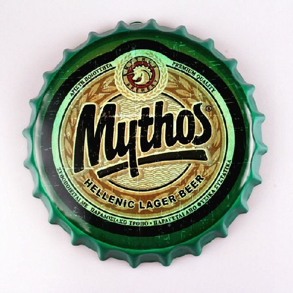 Mythos Greek beer pub bar man cave beach metal wall decor sign plaque holiday