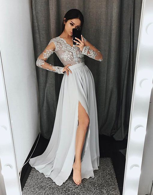 white and silver formal dress