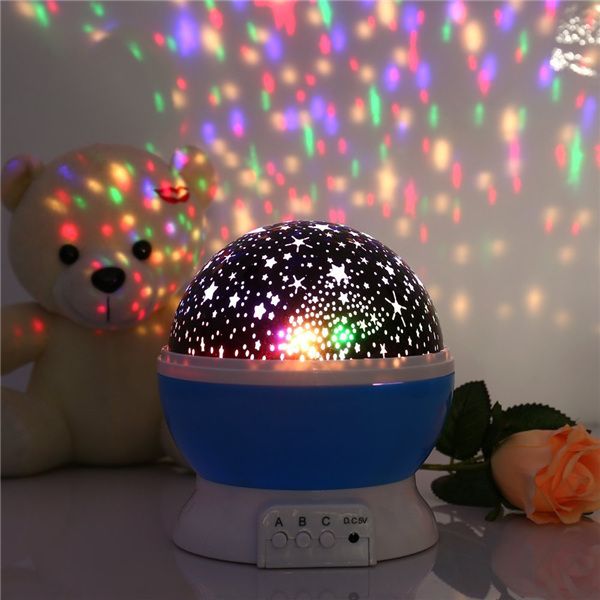 2019 Romantic Room Novelty Night Light Projector Lamp Rotary Flashing Starry Star Moon Sky Star Projector Kids Children Baby From Xianrihanfeng
