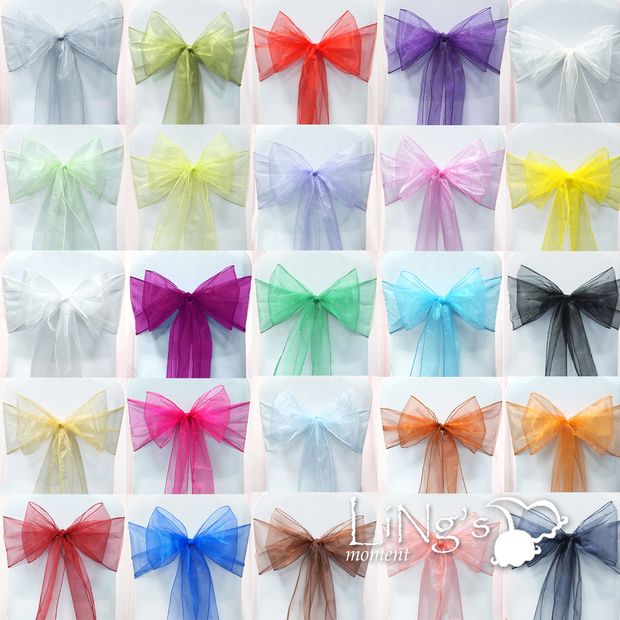Wedding Favor Sheer Organza Chair Cover Sashes Band 20cm X ...