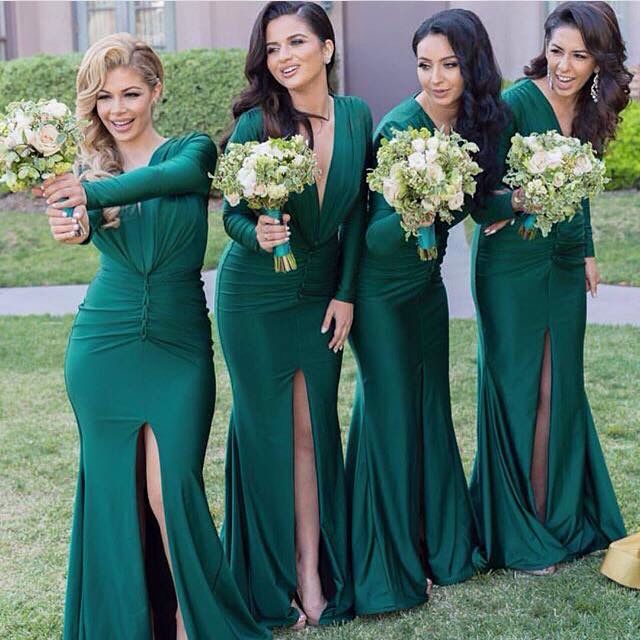 emerald green wedding guest dress