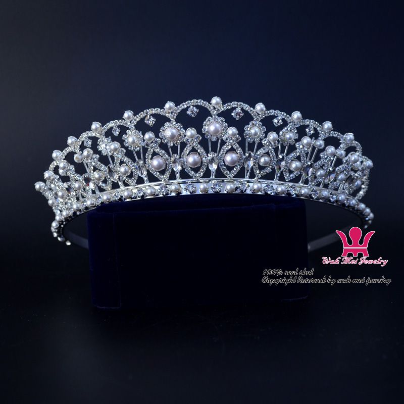 Tiara Crown Adjustable Pearl Wedding Bridal Tiaras Beauty Pageant