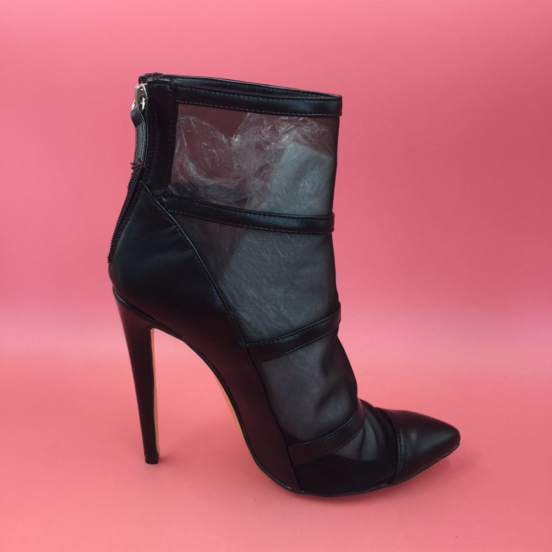 black fabric booties