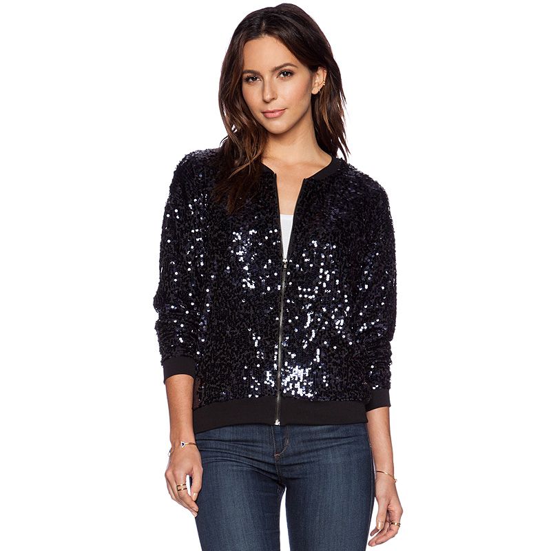 womens black sequin jacket