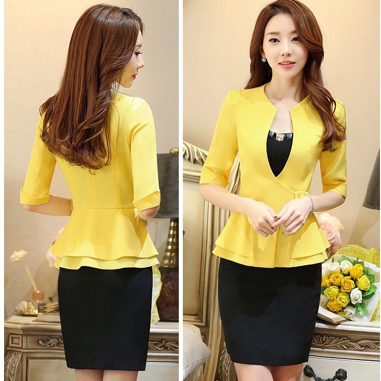 2020 Women Elegant Fashion Formal Causal Work Suits With Black