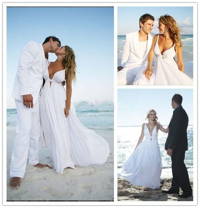 flowy white beach wedding dress