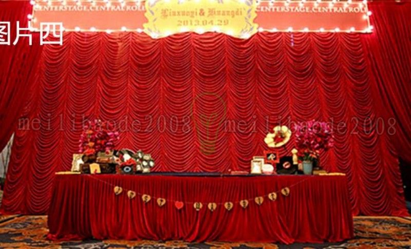 High Quality 3x6m Elegant Water Wave Wedding Curtain Backdrops