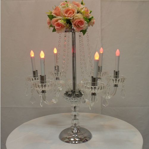 H60cm 7 Arms Crystal Candelabra Candle Holder Wedding Centerpiece