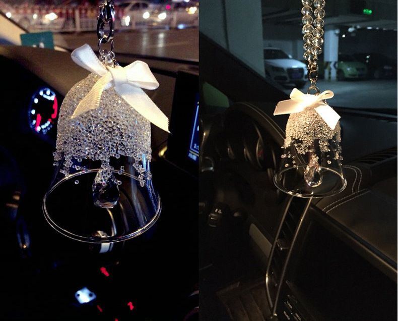 2019 Car Hanging Crystal Bell Chimes Pendant Jewelry Ornaments Jushi Crystal Campanula Decorations Interior Accessories Christmas Gift From