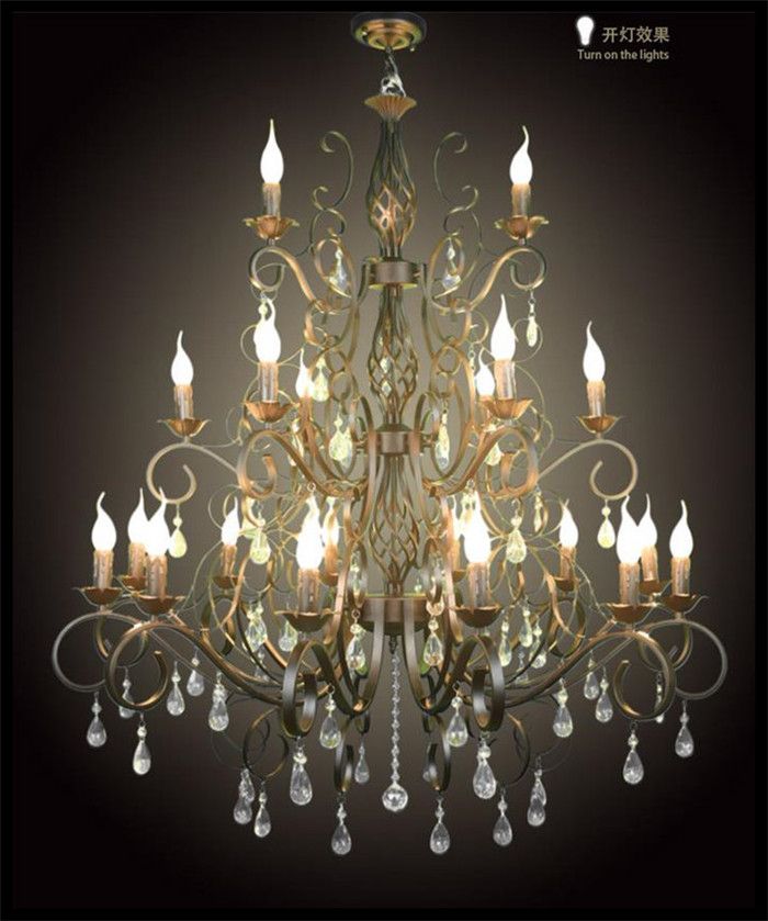 Ac110v 120v 220v 240v 105 107cm E14 Candle Wrought Iron Chandelier