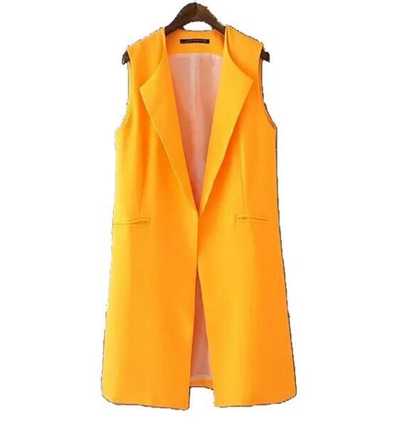 Compra Nueva Moda Naranja Chaleco Largo Mujer Sin Mangas Blazer Cuello De  Solapa De Bolsillo Abierto Stitch Casual Invierno Más Tamaño Chaleco Largo  Chaleco Barato | Entrega Rápida Y Calidad | Es.Dhgate