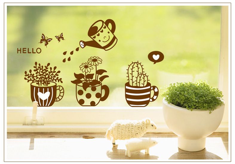 Flower Plant Pot PVC Home Room Decor Wall Decal Sticker Bedroom Removable Mural Flower Plant Pot PVC Home Room Decor Wall Decal Sticker Bedroom Removable Mural