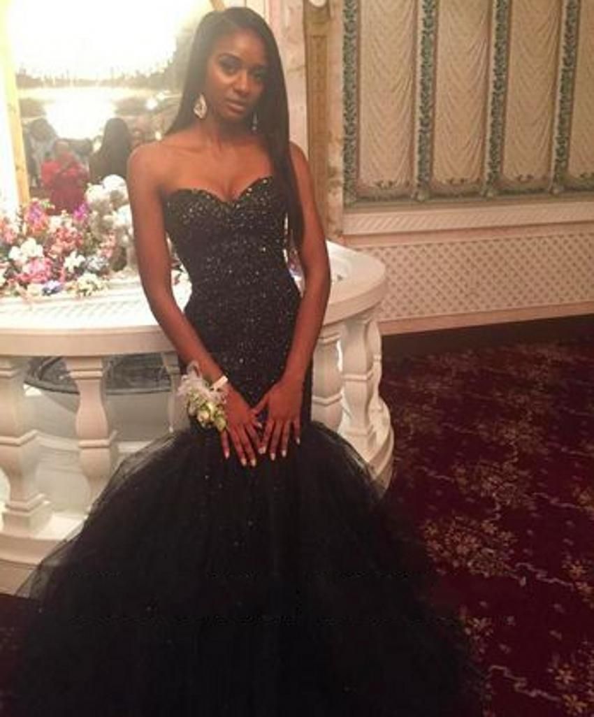 Crystal TulleBlack Prom Dresses 2017 