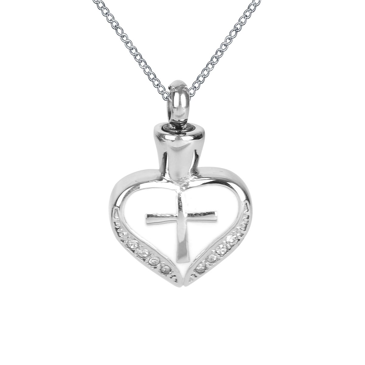 CZ Cremation Urn Necklace Memorial Necklace Heart Urn Necklace Ash Holder Jewelry Includes Funnel