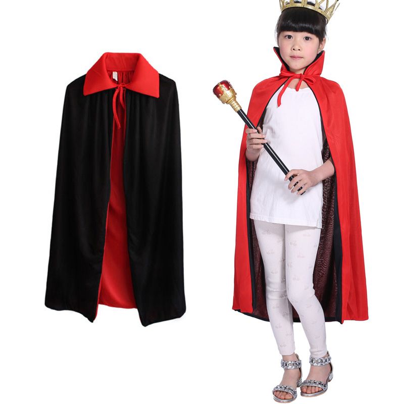 TAFFETA VAMPIRE CHILD CAPE BOYS GIRLS HALLOWEEN REVERSIBLE COSTUME CAPE