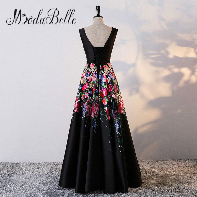 Modabelle Vestido de largo 2018 floral Patrón Negro Madre de los vestidos de novia