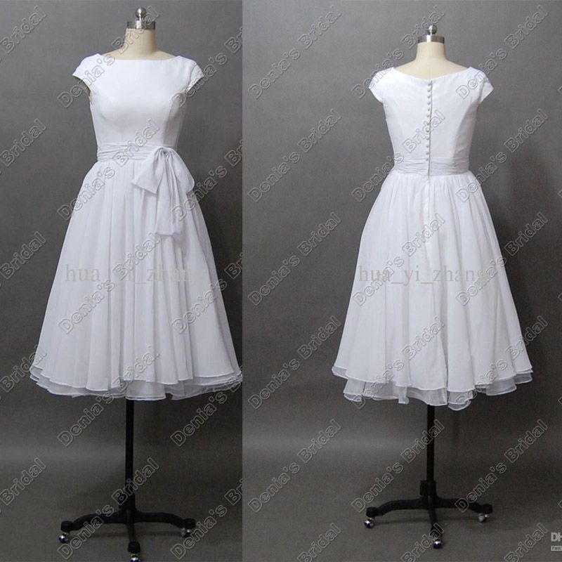 Discount Destination Wedding Dresses Vintage 50s A Line Tea