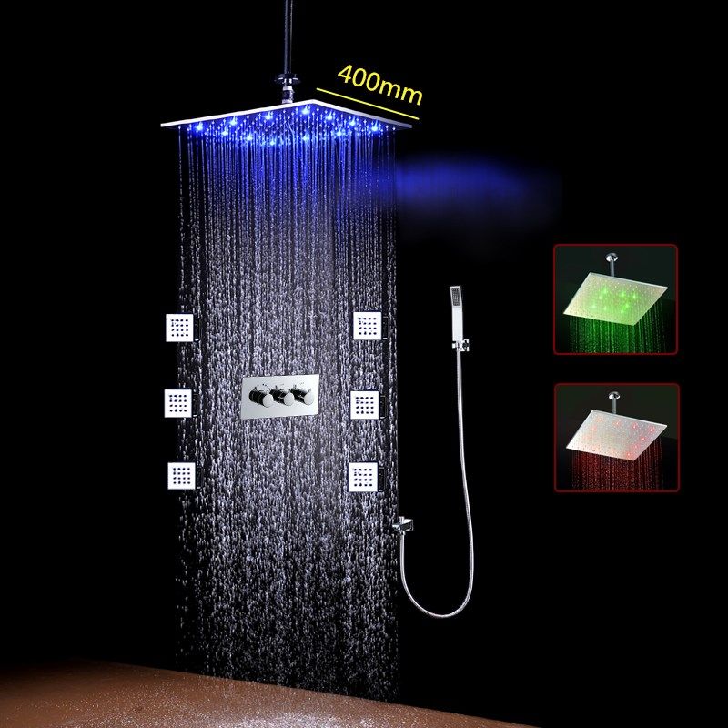 2020 Luxury LED Shower Head And Brass Chrome Brass Body Jets Wall