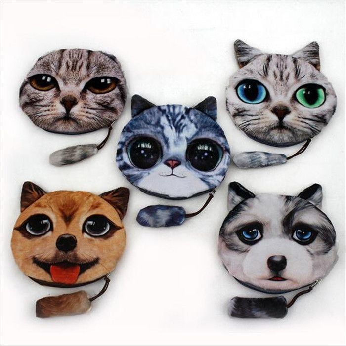 cat face coin purse