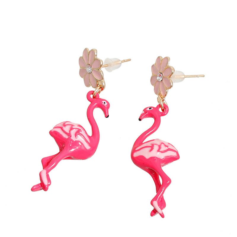 Acheter Livraison Gratuite Boucles Doreilles Couleur Or Rose Fleur De Flamant Rose émail Strass Clair 47 11mm Poteau Taille De Fil Calibre 21