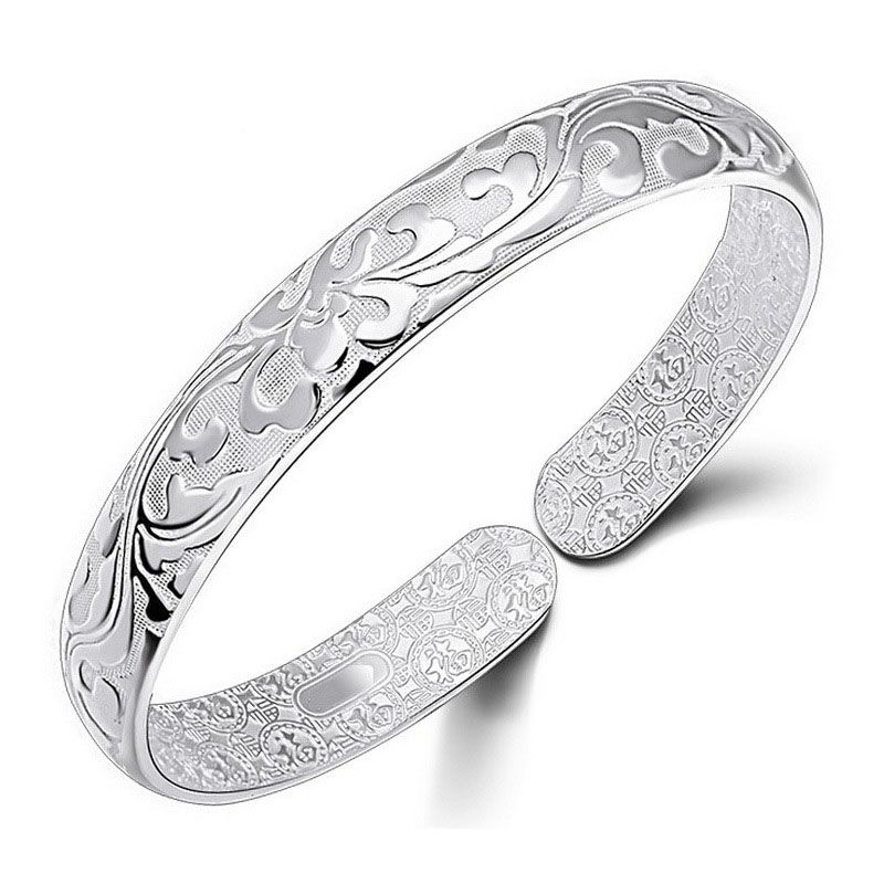 925 Sterling Silver Bangle Bracelet Chinese Style Women Bangles Chinese ...