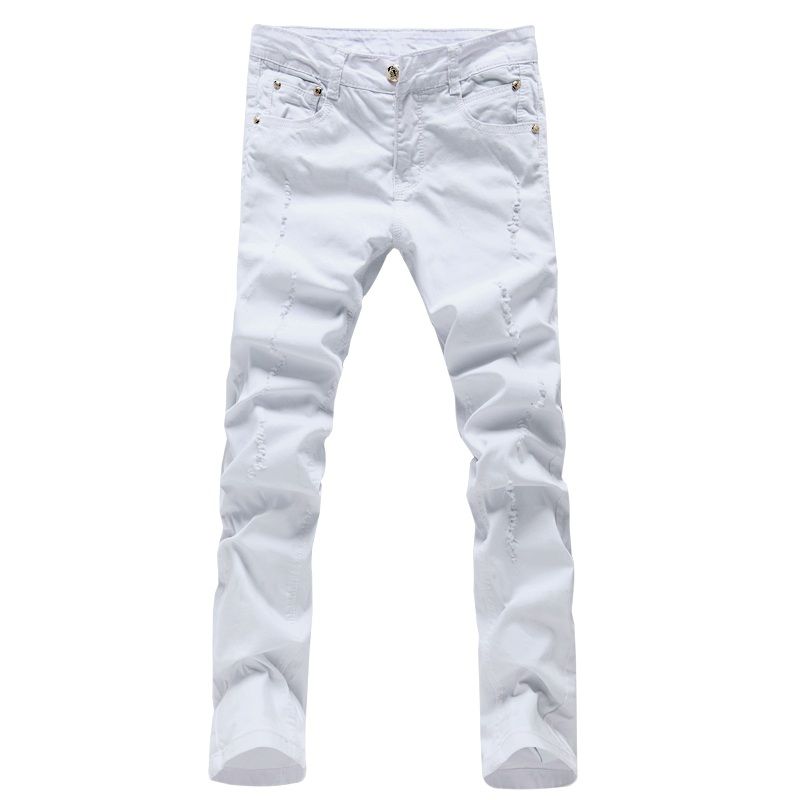 2020 Wholesale 2017 Mens Fashion Leisure Straight White Jeans Mens