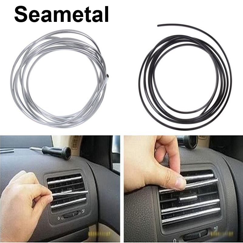 Car Styling Interior Strips Air Conditioner Outlet Vent Grille Chrome Trim Decoration Strip Brand Stickers On Car Styling Internal Car Parts Internal
