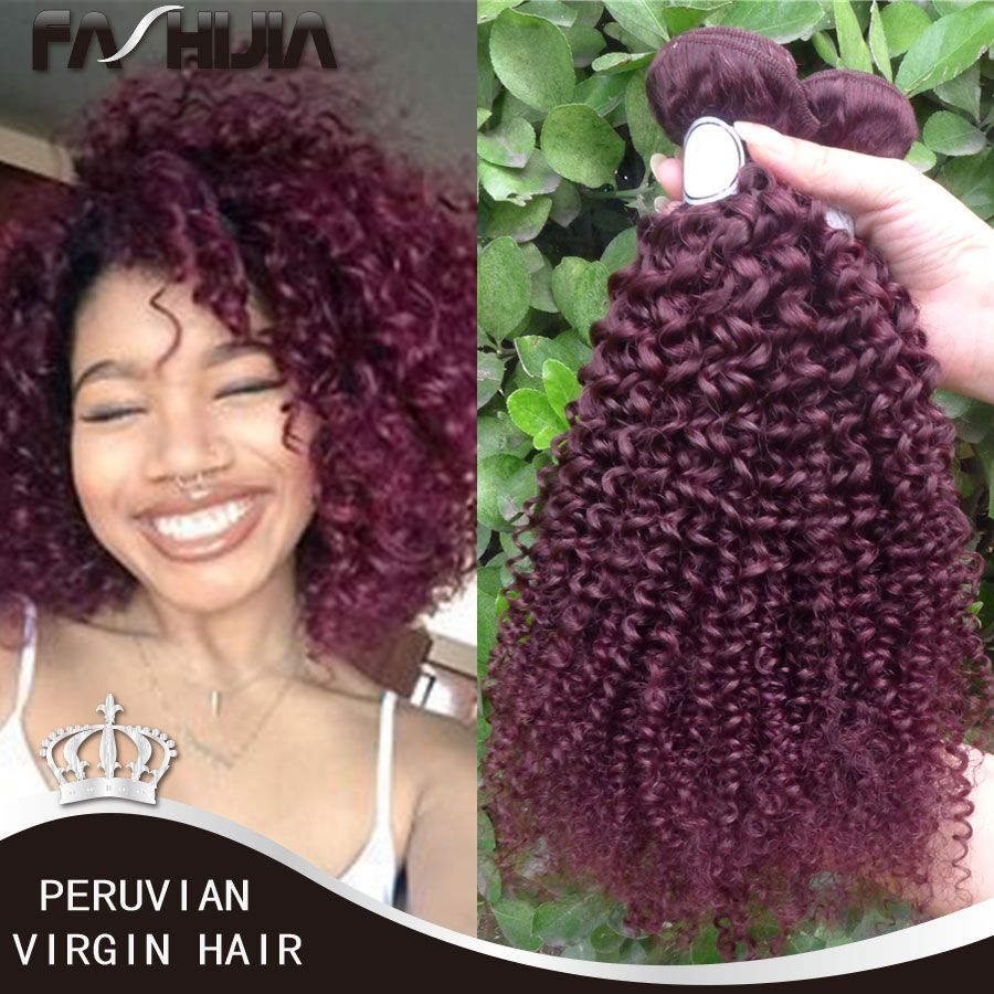 Fashijia Peruvian Virgin Hair Red Curly Weave Peruvian Kinky Curly