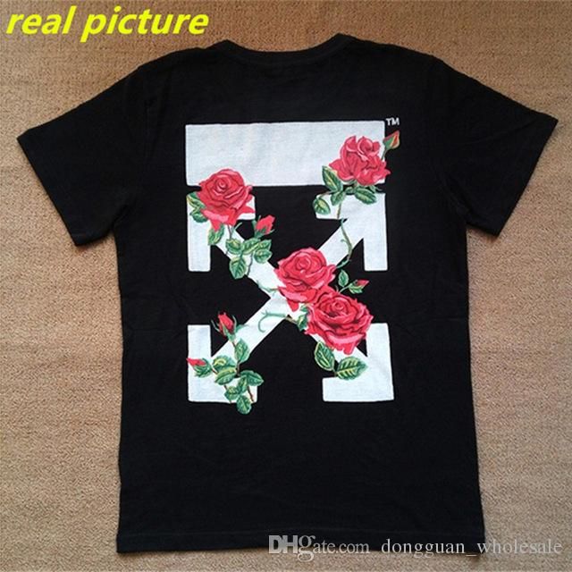 genopretning Opfattelse helvede High Quality Mens OFF WHITE T Shirt Male Cotton Rose Printed Black OFF WHITE  T Shirts Fashion Casual Plus Size TShirt Top Tee From Kol72, $6.82 | DHgate .Com