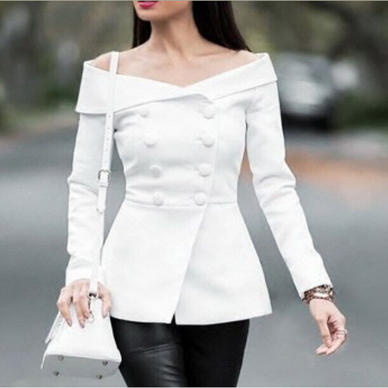 White off the shoulder blazer Clearance