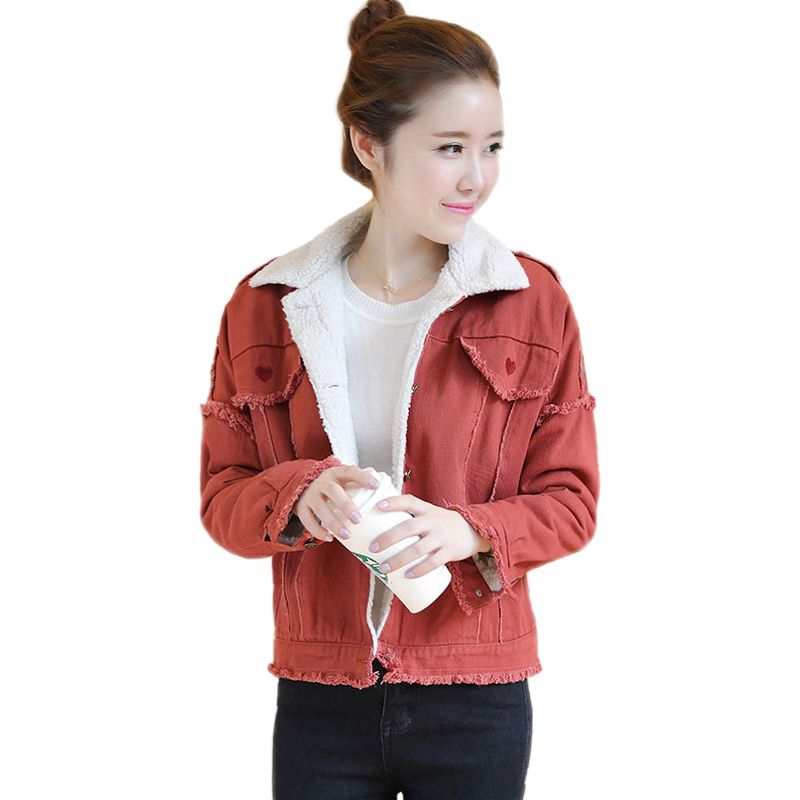 short red denim jacket