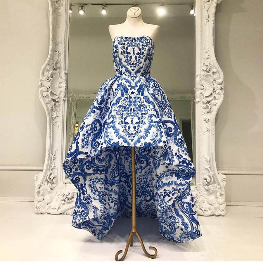 printed evening dress