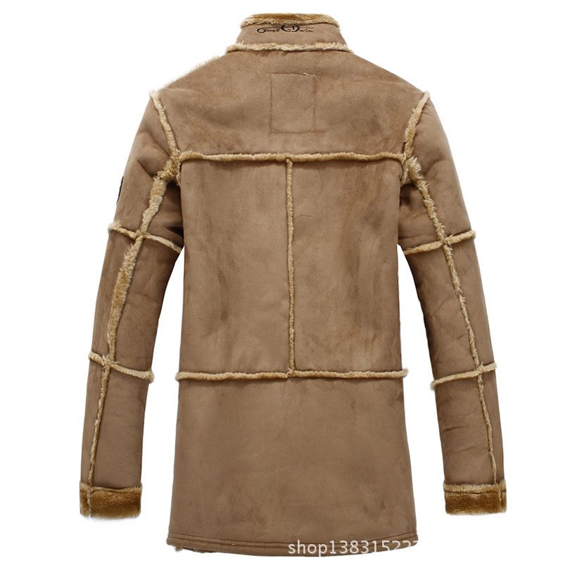 de piel de otoño-forrado piel chaquetas de cuero de invierno caliente largo