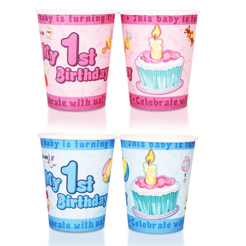 2019 My 1st Birthday Party Theme Paper Cup For Baby Boy Or Baby Girl 1 Year Old Birthday Party Favor Disposable Decoration From Orange326 2011
