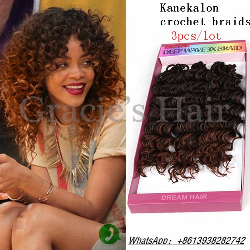 2020 Deep Wave Synthetic Hair Extension Freetress Crochet Kinky