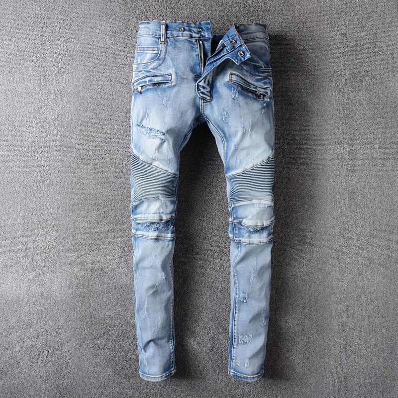 biker distressed denim jeans