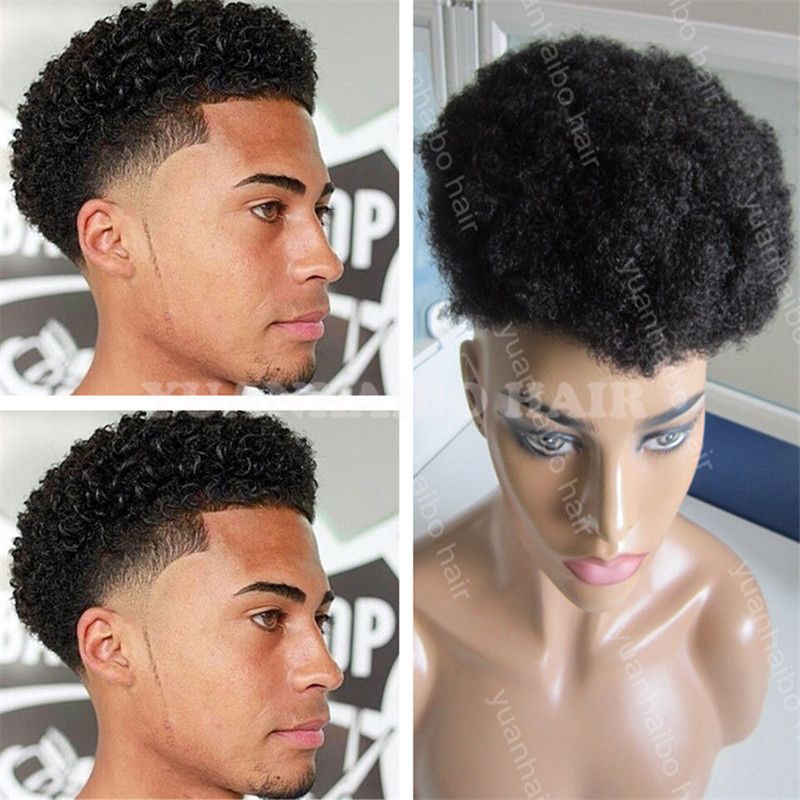 2019 Afro Toupee Best Selling Black Color Dark Brown Color Virgin Brazilian Hair Lace With Pu Afro Curl Toupee For Men From Yuanhaibowig 59 3