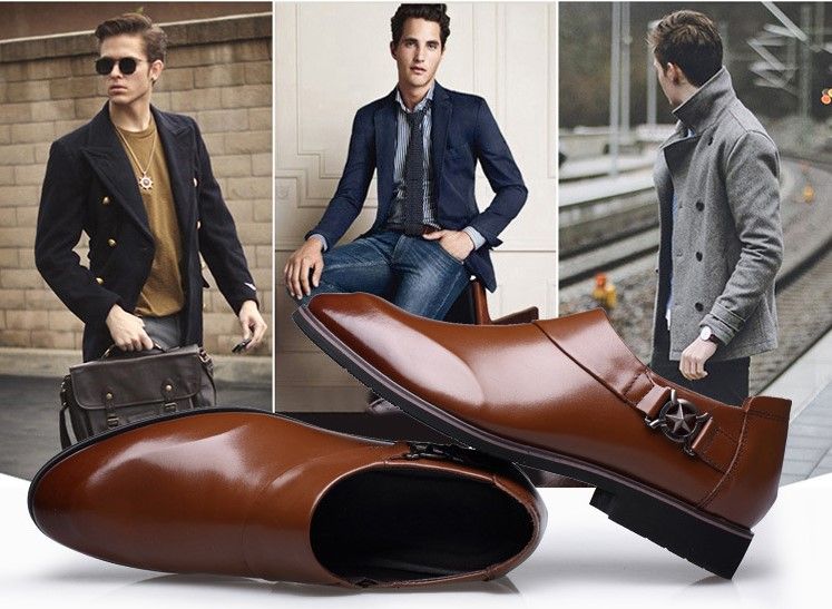 Mens British Dress Genuine Leather Shoes Low To Help Rubber Gentleman ...