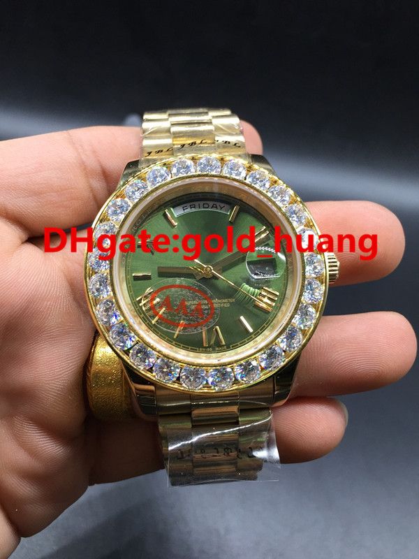 Gold shell, green dial